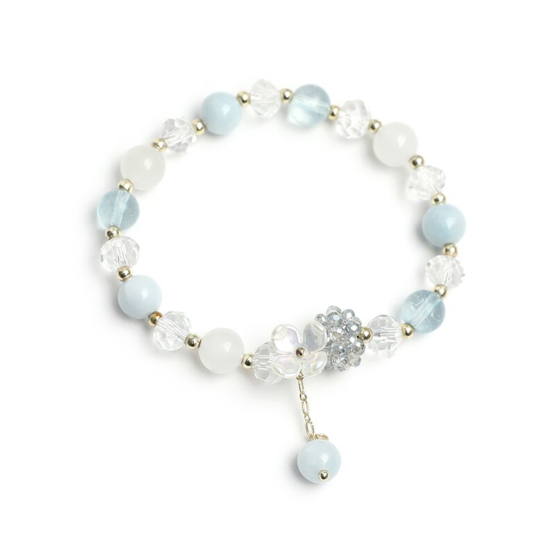 JD Hand Made Jewelry Exquisite Chalcedony Cat Eyes Stone Crystal Beads Bracelet Flower Star Design Pendant Bracelet For Girl