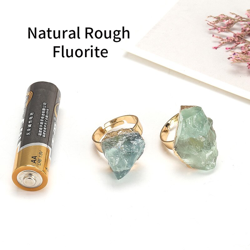 JD Purple Quartz Adjustable Ring Irregular Natural Rough Stone Crystal Druse Jewellery Women No Finger Size Limited Gold Color