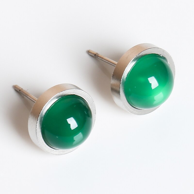 CHANGE BETTER Handmade Lovely 10mm Natural Stone Stud Earrings Stainless Steel Earrings Tiger Eyes Agate Women Jewelry OLstyle