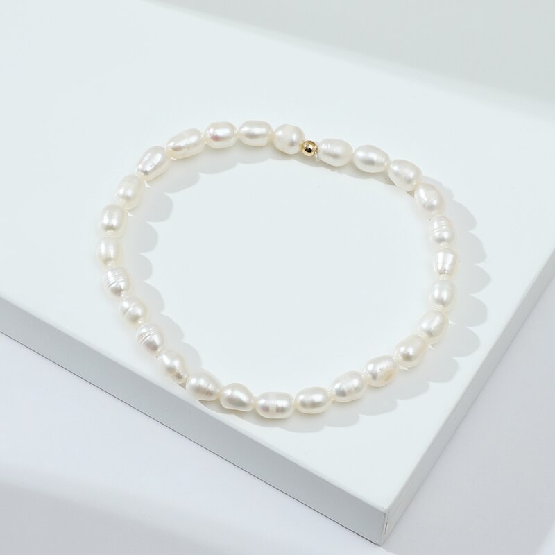JD Natural Baroque Freshwater Pearl Double Layers Bracelet Cute Bow & Gold Plated Adjustable Box Chain Jewelry