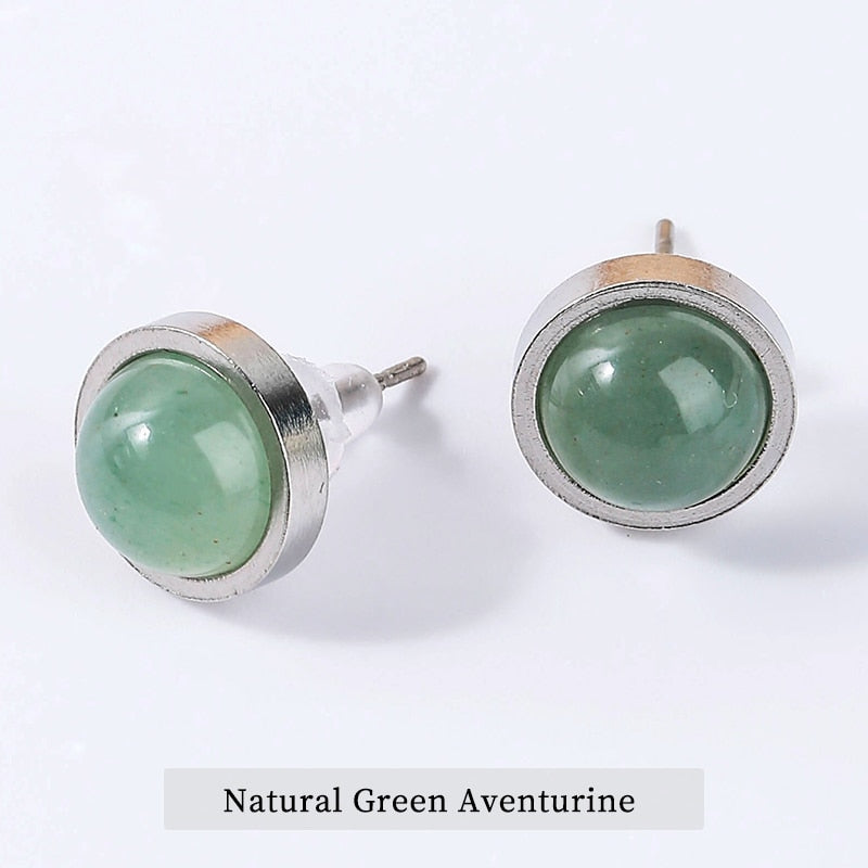 CHANGE BETTER Handmade Lovely 10mm Natural Stone Stud Earrings Stainless Steel Earrings Tiger Eyes Agate Women Jewelry OLstyle