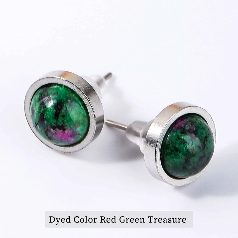 CHANGE BETTER Handmade Lovely 10mm Natural Stone Stud Earrings Stainless Steel Earrings Tiger Eyes Agate Women Jewelry OLstyle