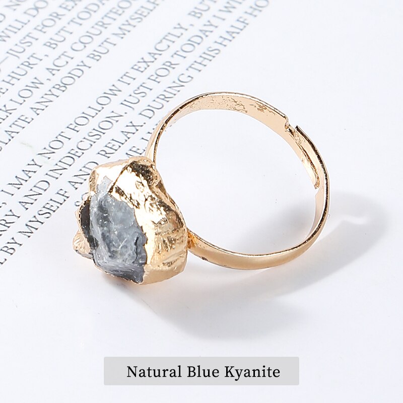 JD Purple Quartz Adjustable Ring Irregular Natural Rough Stone Crystal Druse Jewellery Women No Finger Size Limited Gold Color