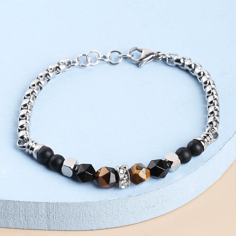 Change Better Natural Yellow Tiger Eye Buddha Bracelet Women Men Chakra Stone Stainless Steel Chain Bangles Handmade Couple Gift