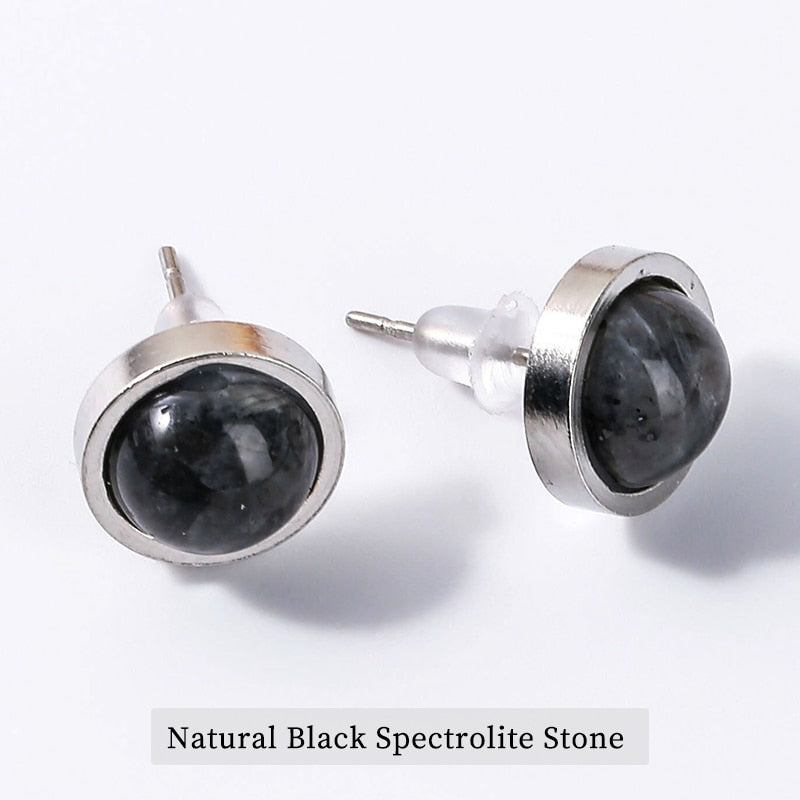 CHANGE BETTER Handmade Lovely 10mm Natural Stone Stud Earrings Stainless Steel Earrings Tiger Eyes Agate Women Jewelry OLstyle