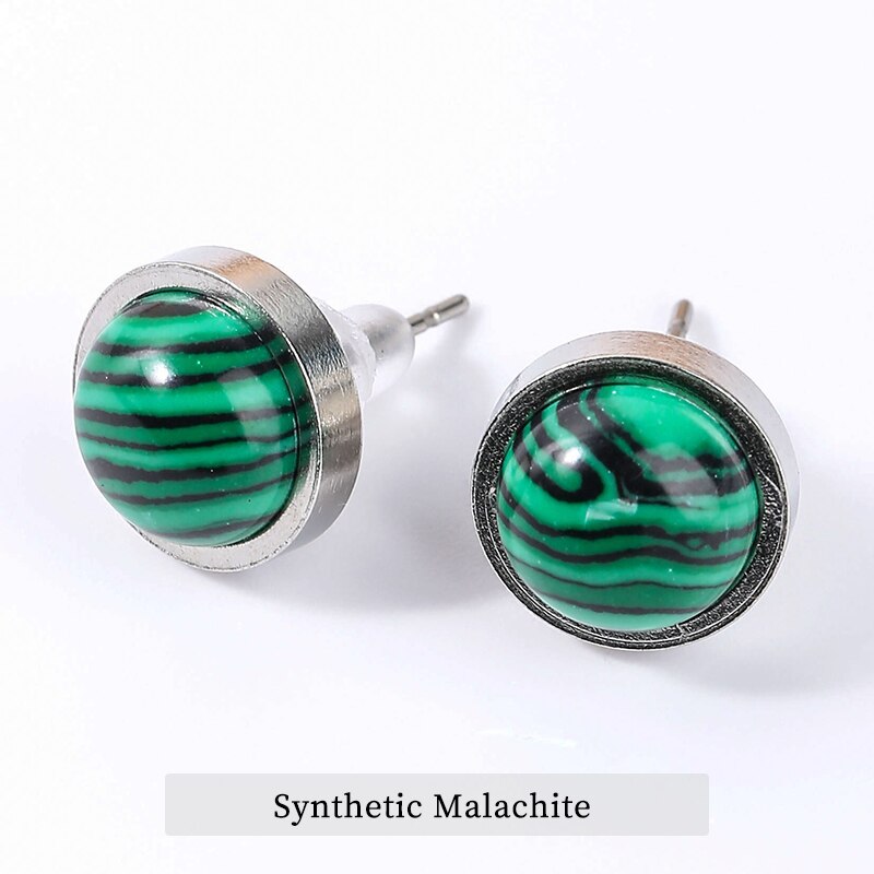 CHANGE BETTER Handmade Lovely 10mm Natural Stone Stud Earrings Stainless Steel Earrings Tiger Eyes Agate Women Jewelry OLstyle