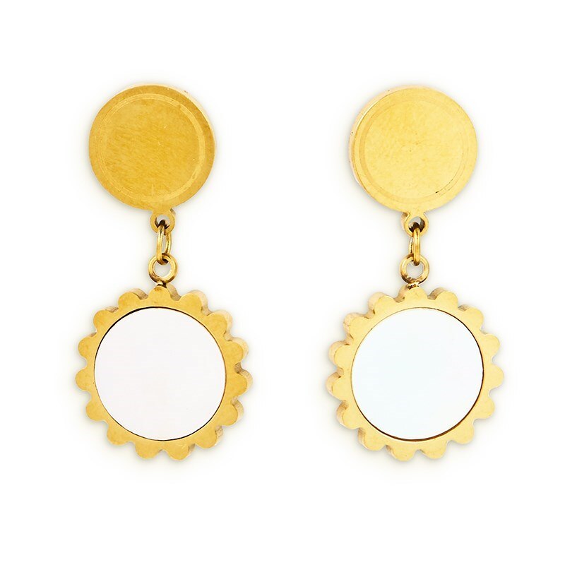 CHANGE BETTER Natural Abalone Shell Pattern Round Drop Earrings Women Vintage Stainless Steel Hook Ear Studs Jewelry Girls Gift