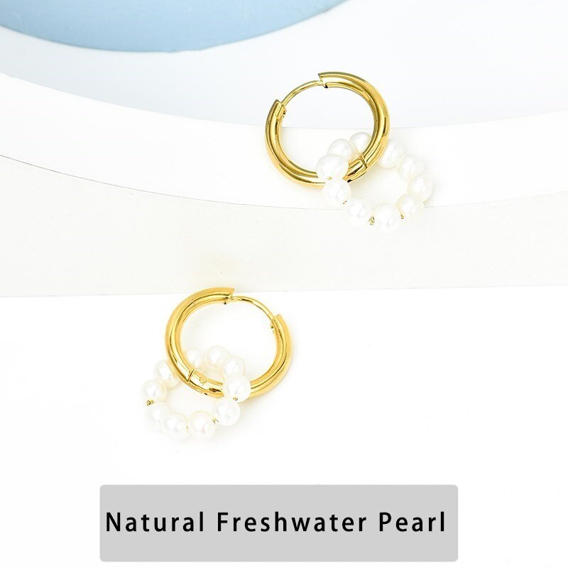 Change Better Trendy Jewelry Natural Stone Small Beads Hoop Earrings Women Colorful Gemstone Elegant Gold Color Stud Earrings