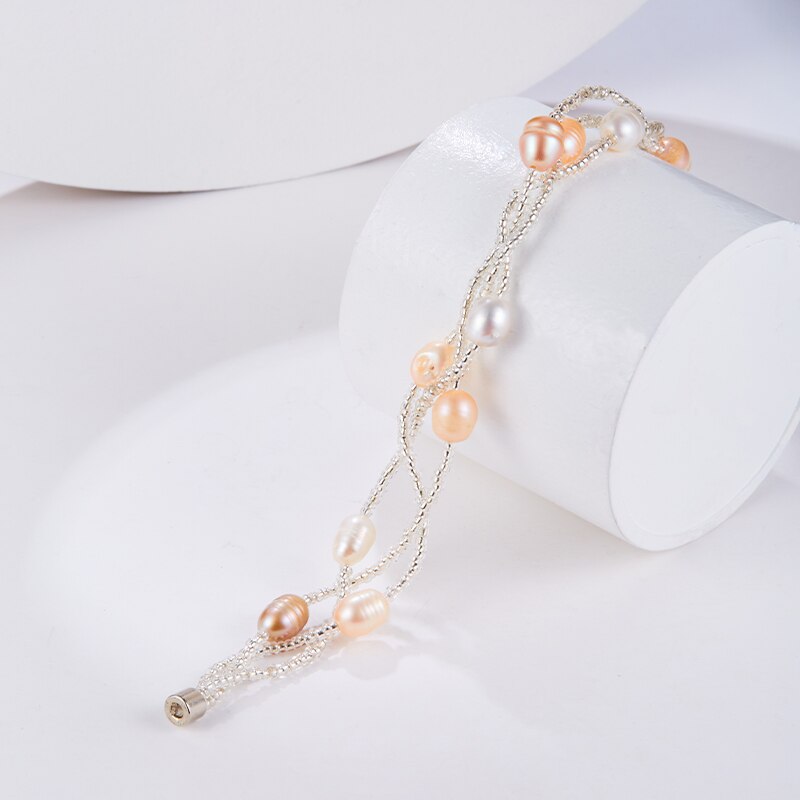 JD Hand Woven Natural Freshwater Pearl Lady Bracelet Original Jewelry For Women Promotion Birthday Gift Girlfriend Party Jewelry