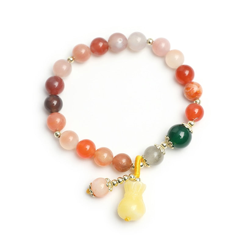 JD Multiple Color Agate Strand Bracelet Natural Salt Source Agate & Beeswax Jade Lucky Bag Charm Bracelet For Christmas Gift