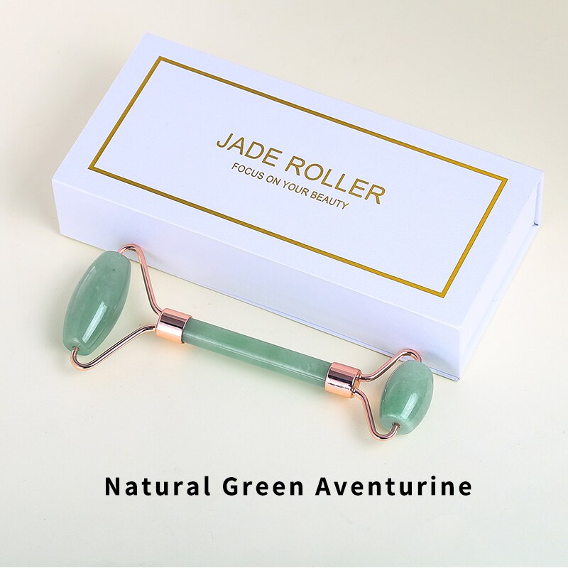 JD Facial Massage Roller Double Heads Jade Stone Face Lift Body Skin Relaxation Slimming Beauty Neck Thin Lift Gift Box