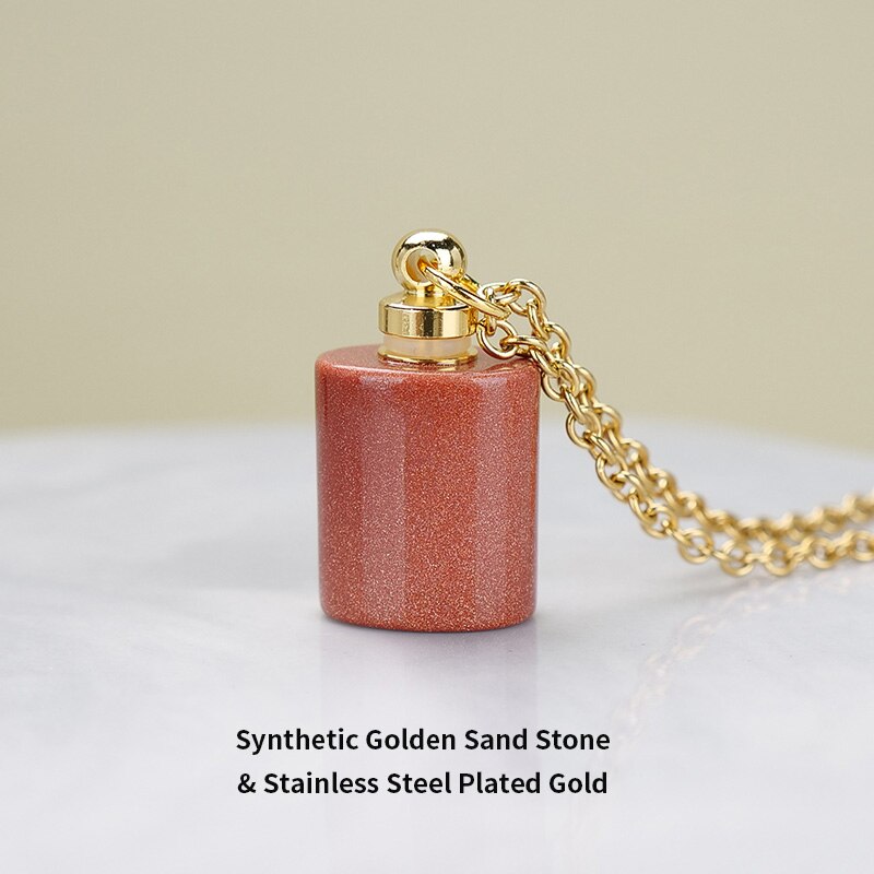 JD Essential Oil Diffuser Perfume Bottle Pendant Necklace Natural Tiger Eyes Stone Stainless Steel Jewelry Dropshipping 22Colors