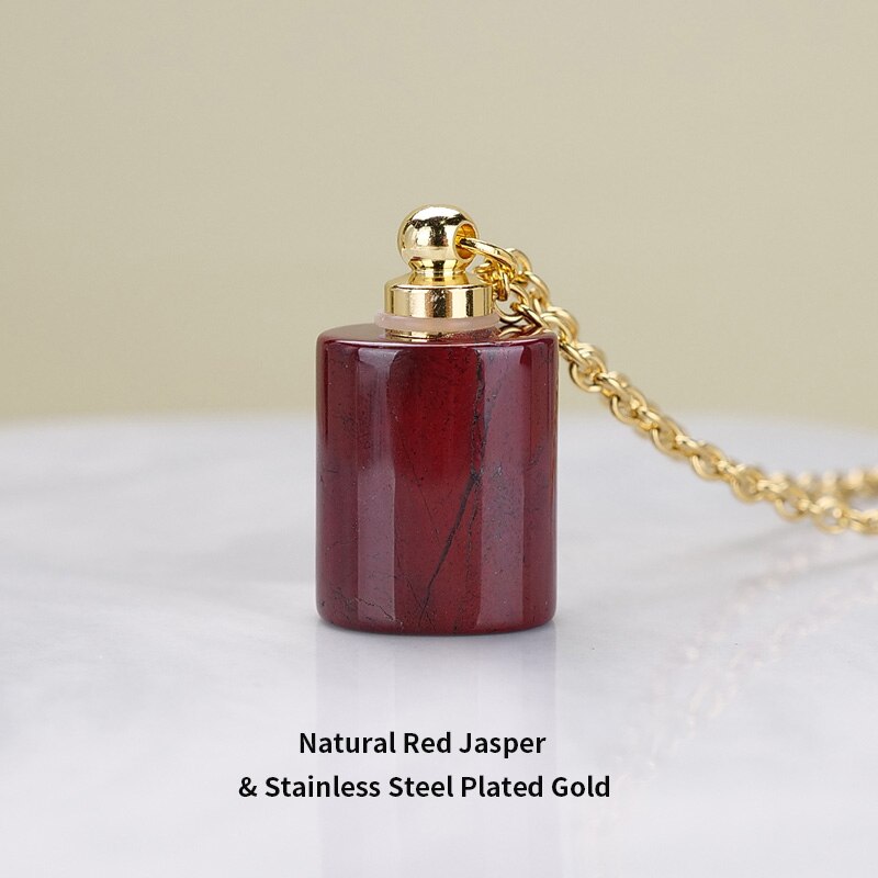 JD Essential Oil Diffuser Perfume Bottle Pendant Necklace Natural Tiger Eyes Stone Stainless Steel Jewelry Dropshipping 22Colors