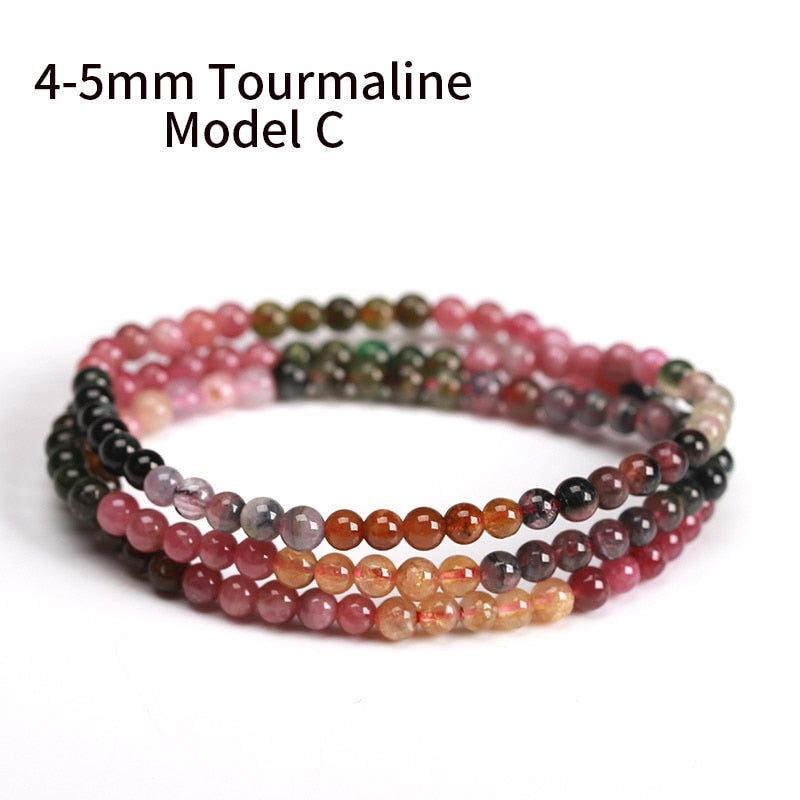 JD 4-5mm Natural Mix Tourmaline Multilayer Bracelet Natural Stone Bead Quartz Bracelet Women Men Fashion Semi-precious Jewelry