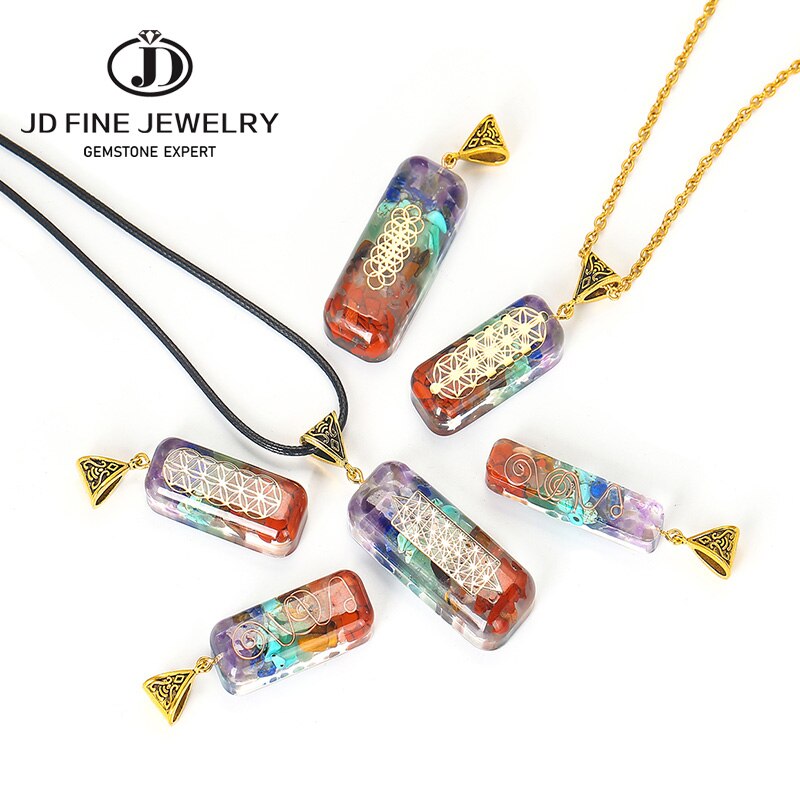 JD New 7 Chakra Radiesthesia Pendulum Natural Stone Lapis lazuli Crystal Orgonite Energy Amulet Women Jewelry Necklace Pendants