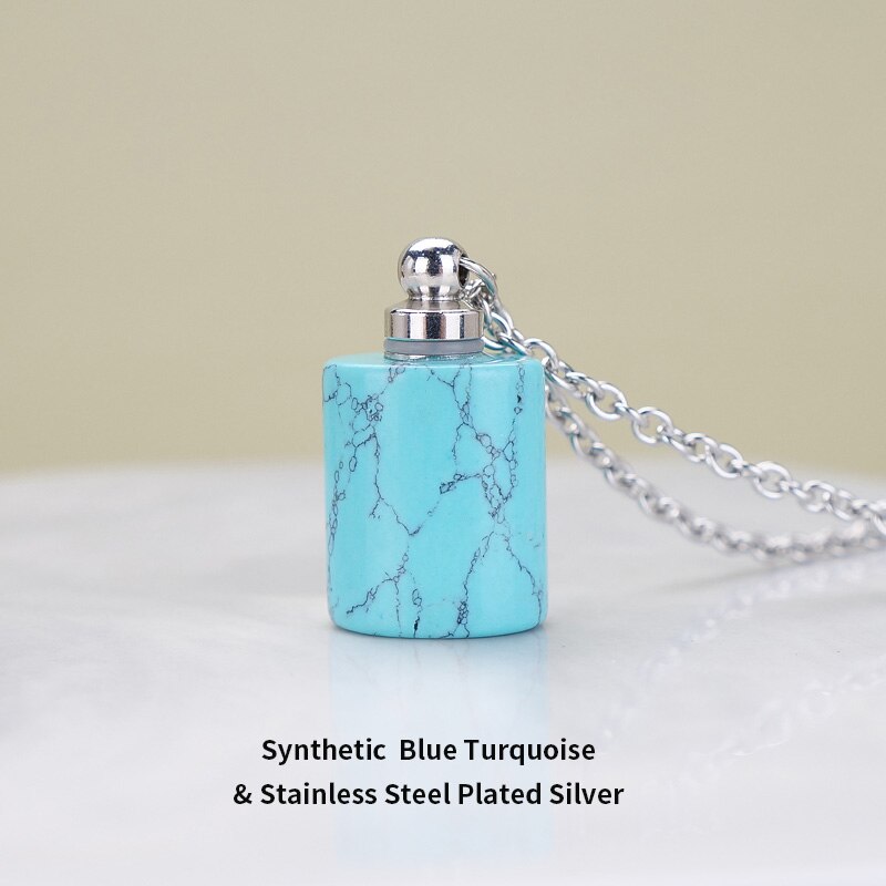 JD Essential Oil Diffuser Perfume Bottle Pendant Necklace Natural Tiger Eyes Stone Stainless Steel Jewelry Dropshipping 22Colors