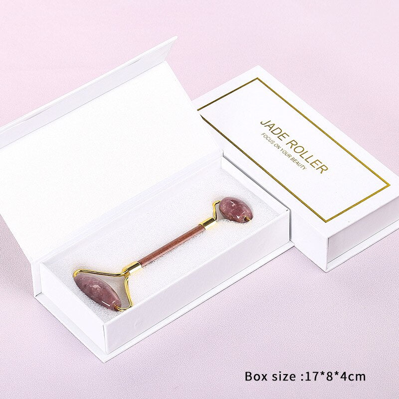 JD Facial Massage Roller Double Heads Jade Stone Face Lift Body Skin Relaxation Slimming Beauty Neck Thin Lift Gift Box