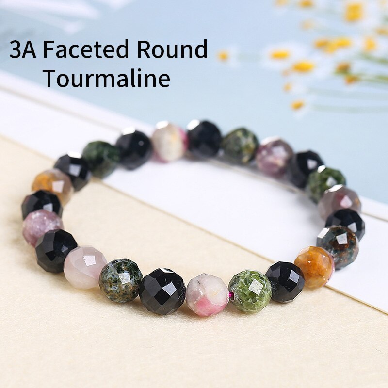 JD 7A Natural Colorful Tourmaline Bracelet Women Round Unique Natural Stone Beads Lucky Agate Bangles Carnelian Jewelry For Gift