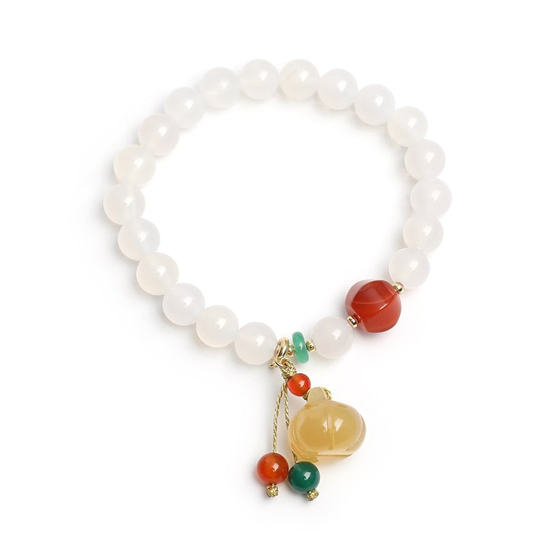 JD Natural White/Red/Green Agate Handmade Bracelets Exquisite Pumpkin Jade Beads Bracelet Lucky Jewelry Gift For Women