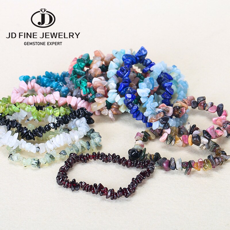 JD Natural Stone Irregular Gravel Tourmaline Bracelet Women Trendy 7 Chakra Crystal Chip Rope Bangles Yoga Wristband Jewelry