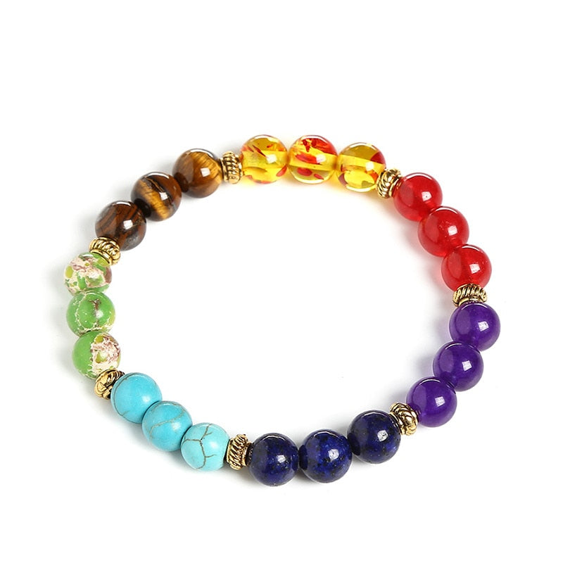 JD Natural Stone 7 Chakra Bracelets & Bangles Tiger Eye Bead Yoga Balance Bracelet Men Women Wristband Buddha Prayer Jewelry