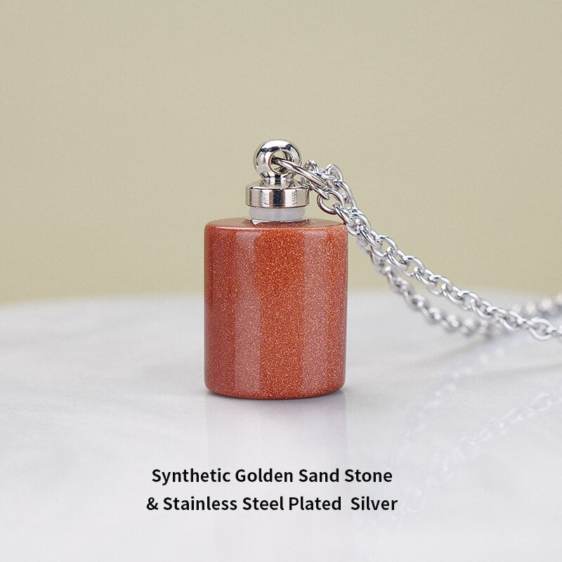 JD Essential Oil Diffuser Perfume Bottle Pendant Necklace Natural Tiger Eyes Stone Stainless Steel Jewelry Dropshipping 22Colors