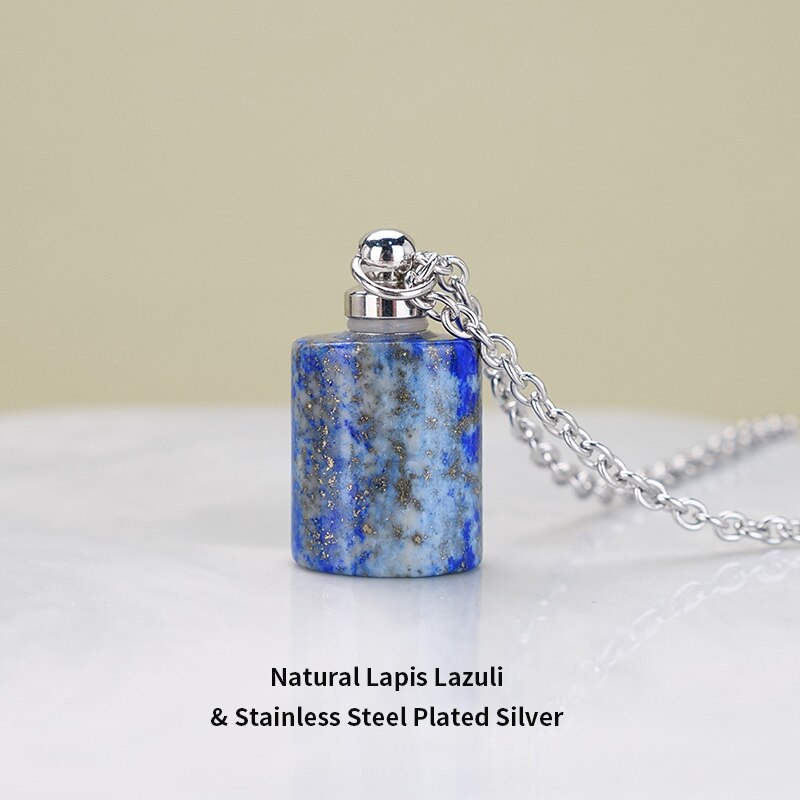 JD Essential Oil Diffuser Perfume Bottle Pendant Necklace Natural Tiger Eyes Stone Stainless Steel Jewelry Dropshipping 22Colors