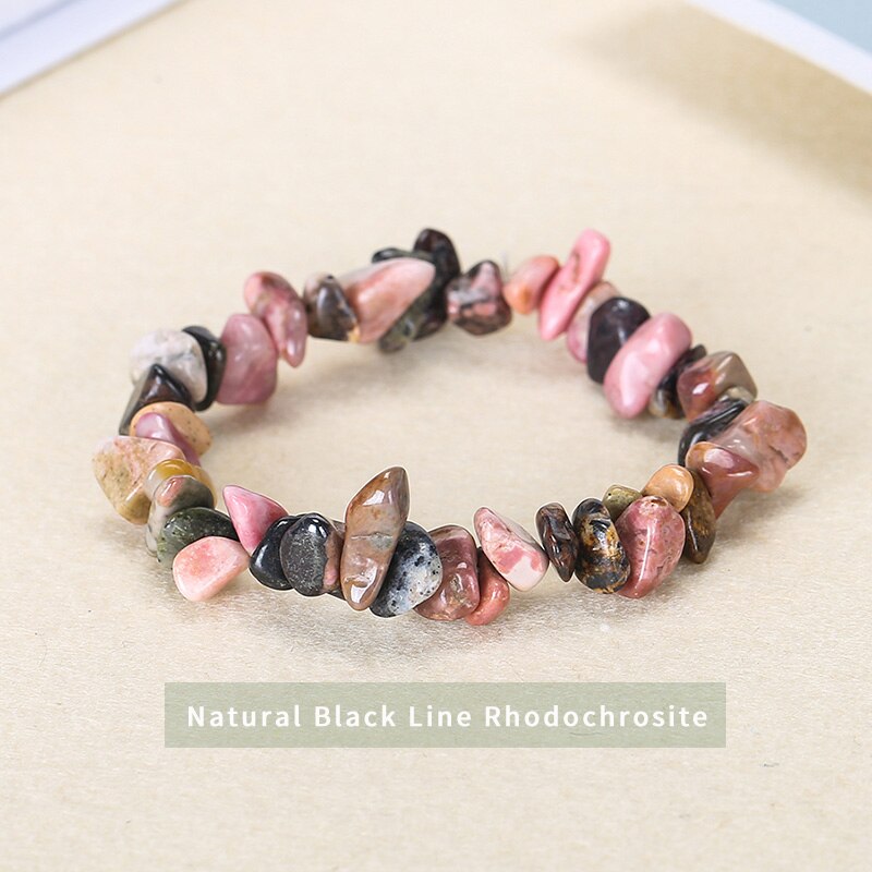 JD Natural Stone Irregular Gravel Tourmaline Bracelet Women Trendy 7 Chakra Crystal Chip Rope Bangles Yoga Wristband Jewelry