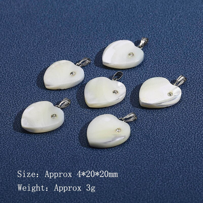 JD 10Pcs Nature Shell Pendants Heart Shape Saltwater Mother Of Pearl Size 20MM Charms Connectors Factory Price