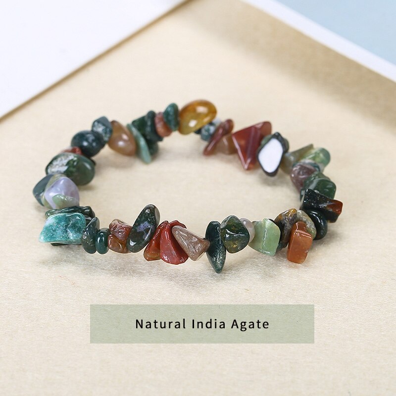 JD Irregular Gravel Stone Women Bracelet Trendy Crushed Agate Beads Bangles Natural Stone Chip Stretch Jewelry Wristband Gift