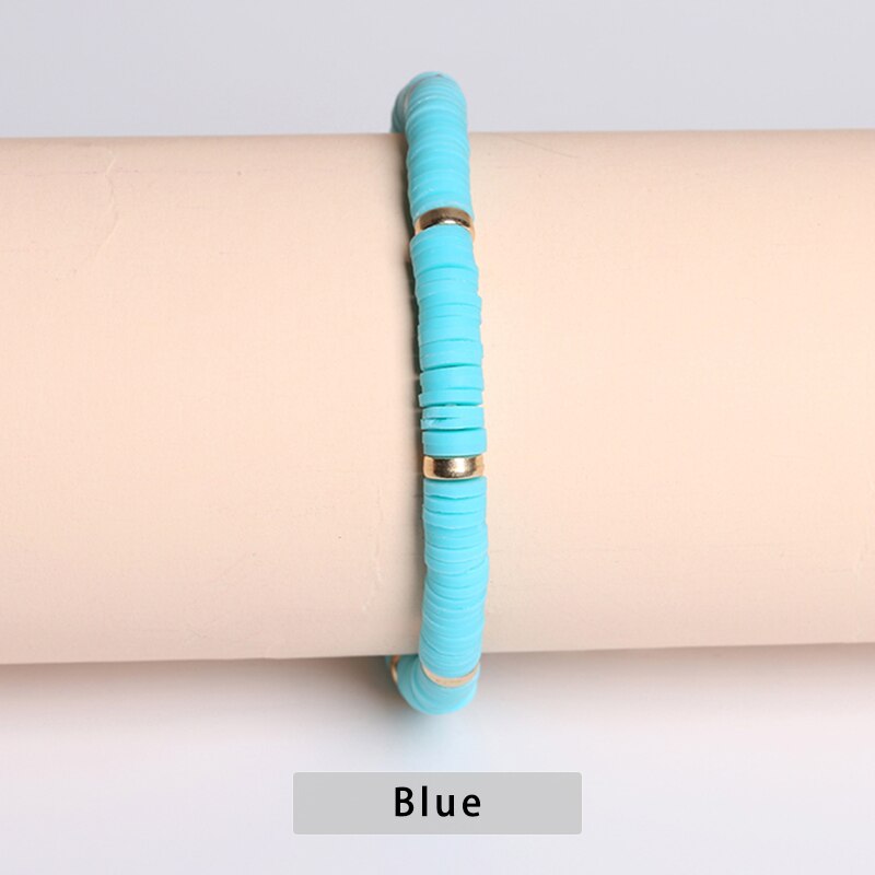 JD Full Color Polymer Clay Disc Beaded Bracelet For Women Fashion Fall Winter Jewelry High Quality Gold Color Beads Gift