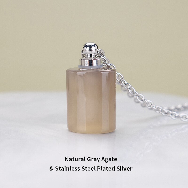 JD Essential Oil Diffuser Perfume Bottle Pendant Necklace Natural Tiger Eyes Stone Stainless Steel Jewelry Dropshipping 22Colors