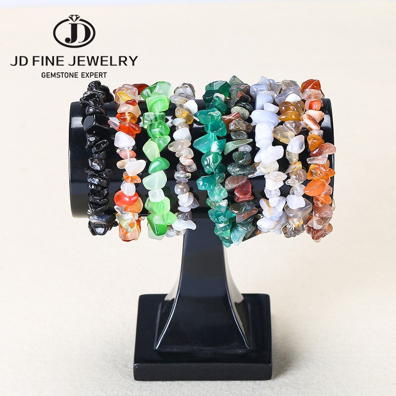 JD Irregular Gravel Stone Women Bracelet Trendy Crushed Agate Beads Bangles Natural Stone Chip Stretch Jewelry Wristband Gift