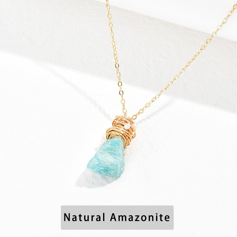 JD Natural Stone Amethyst Crystal Pendant Necklace Brazil Druzy Irregular Shape Lavender Semi-precious Handmade Jewelry Necklace