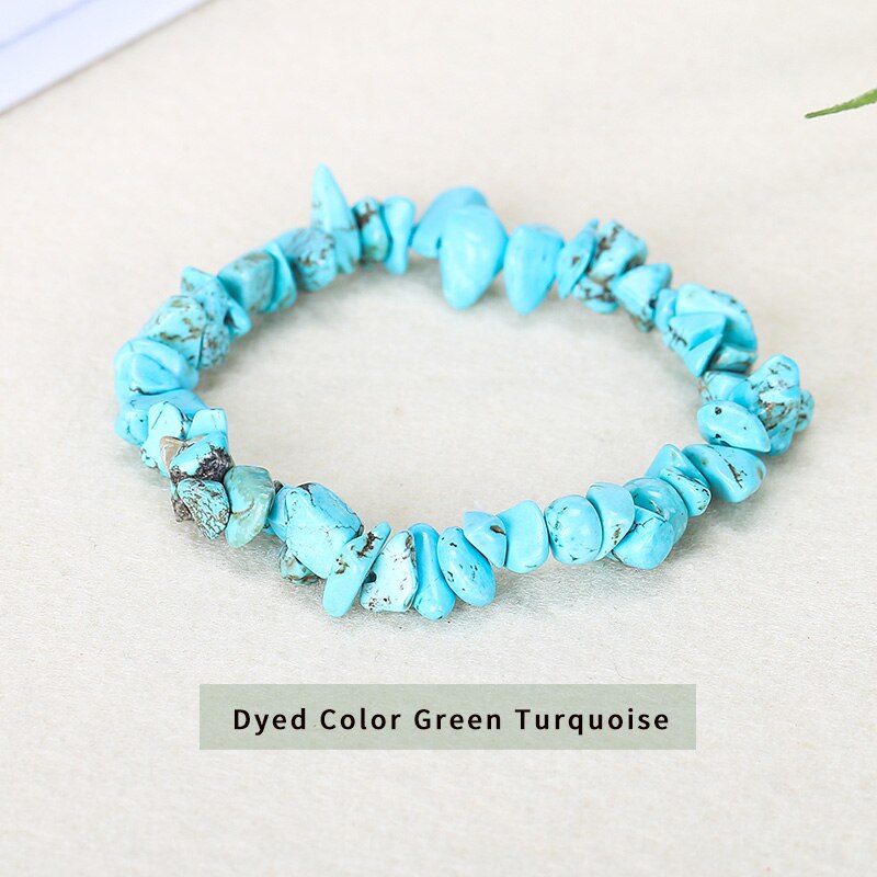 JD Irregular Chips Natural Stone Bracelet Coral Turquoise Beads Quartz Gravel Stretch Bracelets Bangles for Women Girls