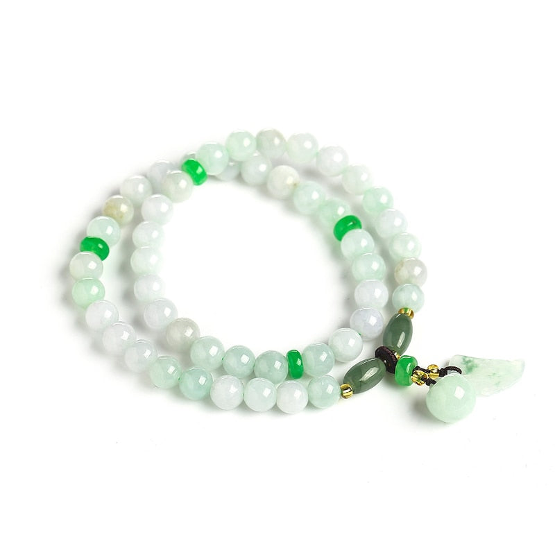 JD Natural Green Myanmar Emerald Jade Pendant Multi-turn Bracelet Buddha Pendant Safety Button Jewelry Men's and Women's Jewelry