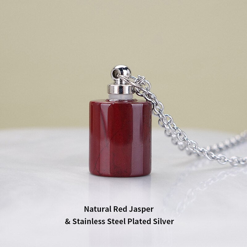 JD Essential Oil Diffuser Perfume Bottle Pendant Necklace Natural Tiger Eyes Stone Stainless Steel Jewelry Dropshipping 22Colors