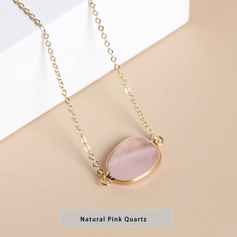 JD Natural Pink Quartz Pendant Elegant Multicolor Candy Faceted Crystal and Stone Pendant Necklace Fashion Women Girls