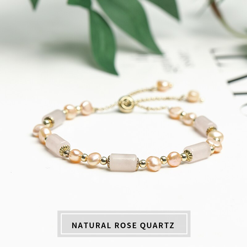 JD Retro Fashion Natural Pearl Crystal Quartz Aventurine Temperament Bracelet for Woman New Lucky Cuff Bracelet Anniversary Gift