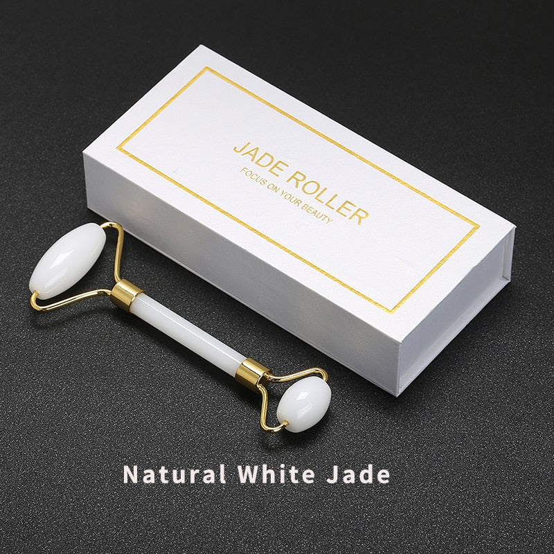 JD Facial Massage Roller Double Heads Jade Stone Face Lift Body Skin Relaxation Slimming Beauty Neck Thin Lift Gift Box