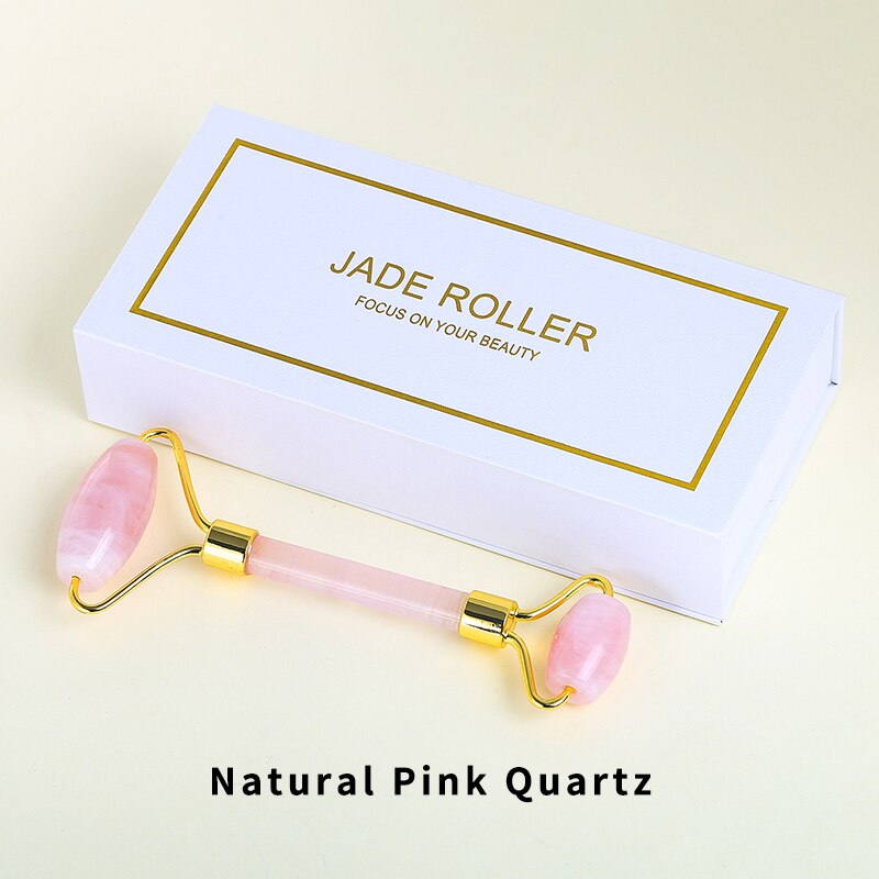 JD Facial Massage Roller Double Heads Jade Stone Face Lift Body Skin Relaxation Slimming Beauty Neck Thin Lift Gift Box