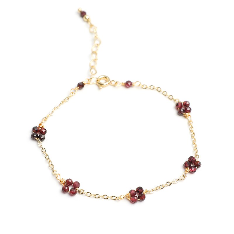 JD Gold Color Chain & Faceted Garnet Exquisite Bracelet Small Beads Minimalist Lucky Bracelets Wedding Party Jewelry Gift