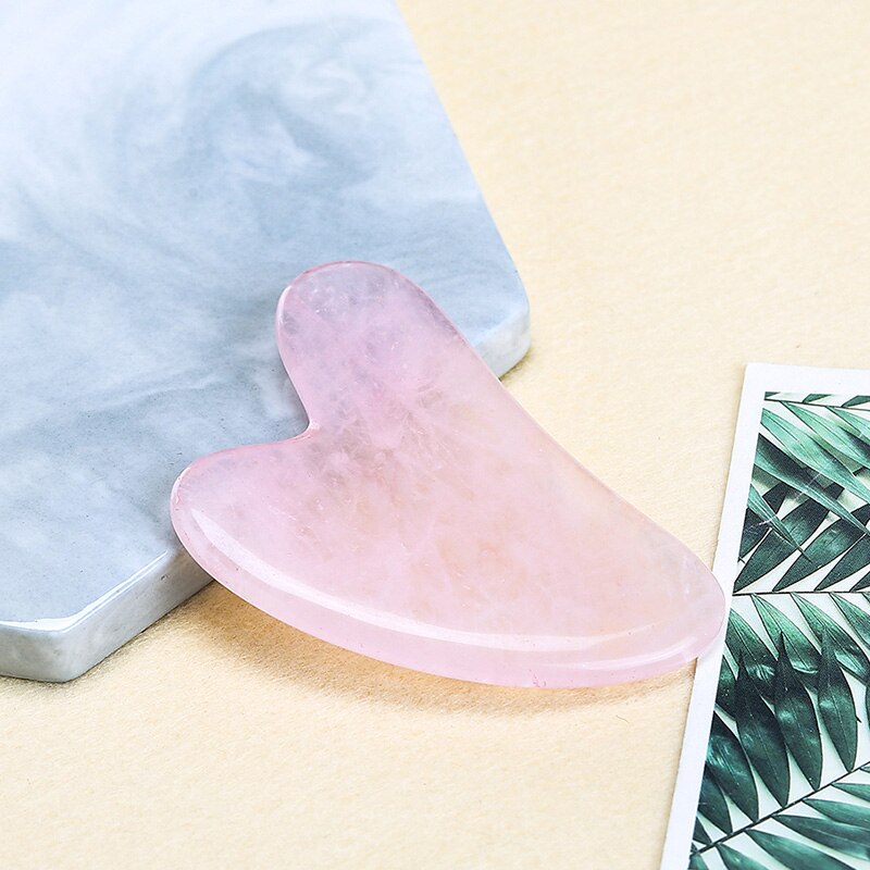 JD Natural Jade Guasha Scraping Massage Scraper Face Massager Board Rose Quartz Agate Acupoint Facial Eye Care