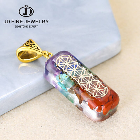 JD New 7 Chakra Radiesthesia Pendulum Natural Stone Lapis lazuli Crystal Orgonite Energy Amulet Women Jewelry Necklace Pendants