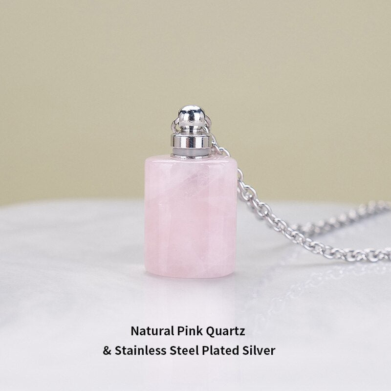 JD Essential Oil Diffuser Perfume Bottle Pendant Necklace Natural Tiger Eyes Stone Stainless Steel Jewelry Dropshipping 22Colors