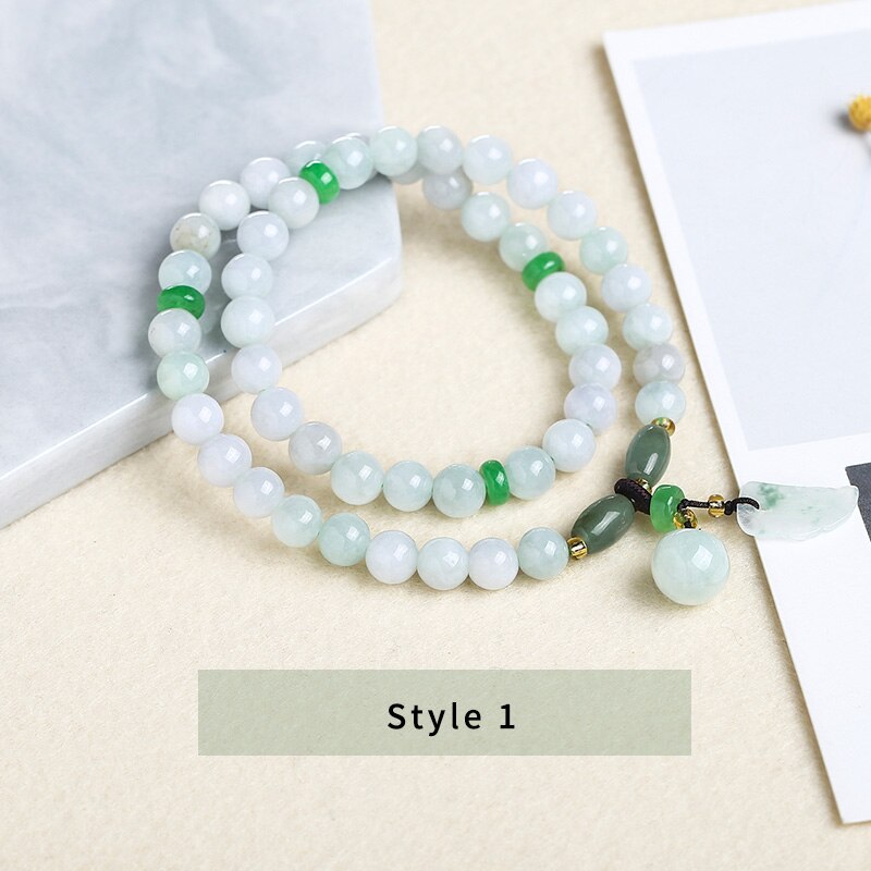 JD Natural Green Myanmar Emerald Jade Pendant Multi-turn Bracelet Buddha Pendant Safety Button Jewelry Men's and Women's Jewelry