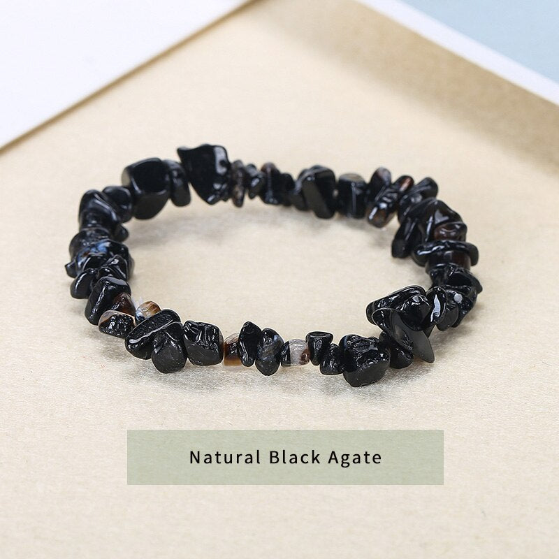 JD Irregular Gravel Stone Women Bracelet Trendy Crushed Agate Beads Bangles Natural Stone Chip Stretch Jewelry Wristband Gift