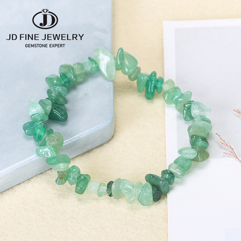 JD Irregular Chips Natural Stone Bracelet Turquoise Beads Quartz Gravel Stretch Bracelets Bangles for Women Girls Jewelry