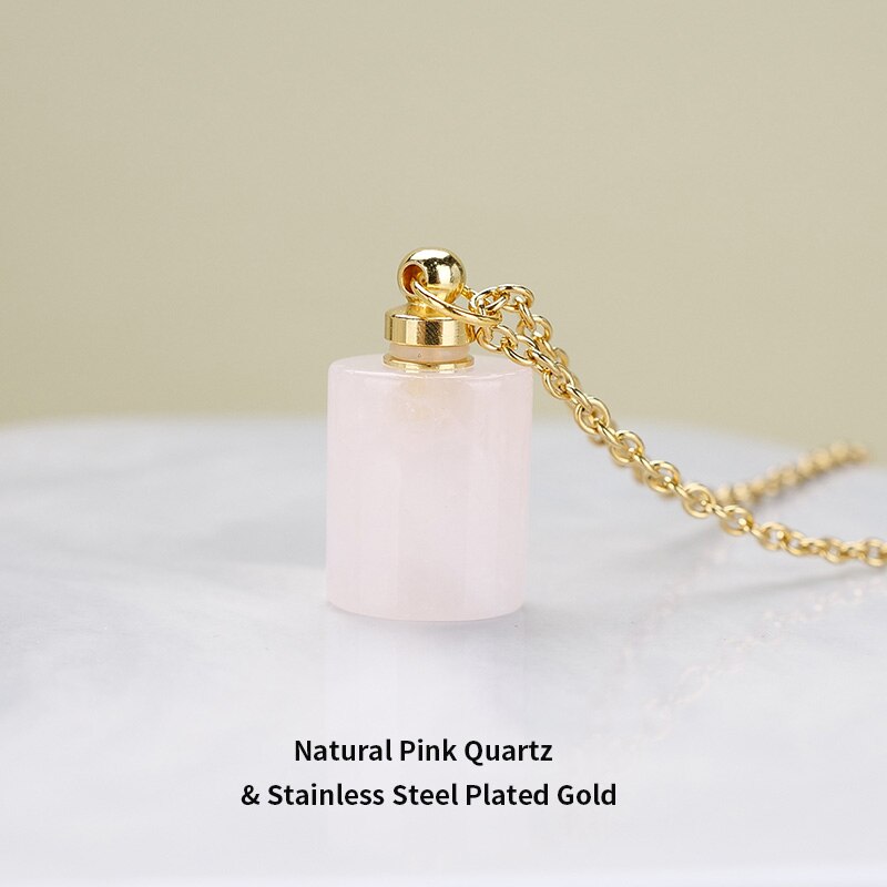 JD Essential Oil Diffuser Perfume Bottle Pendant Necklace Natural Tiger Eyes Stone Stainless Steel Jewelry Dropshipping 22Colors