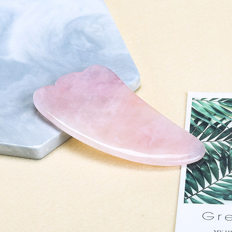 JD Natural Jade Guasha Scraping Massage Scraper Face Massager Board Rose Quartz Agate Acupoint Facial Eye Care